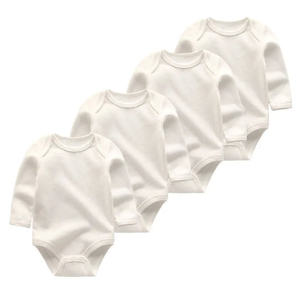 Baby Unisex Bodysuit 4-Pack | Long Sleeve Cotton Romper 0-12 Months