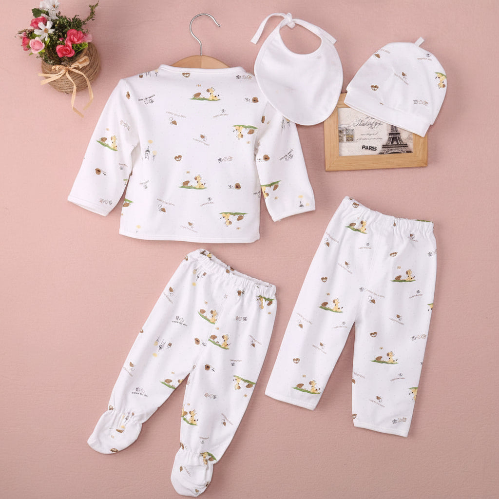 Newborn Baby 2-Piece Animal Print Set | Cotton Shirt & Pants 0-3 Months