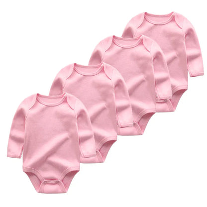 Baby Unisex Bodysuit 4-Pack | Long Sleeve Cotton Romper 0-12 Months