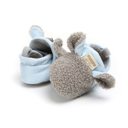 Baby Unisex Animal Ear Fur Slippers | Soft Sole First Walker Shoes 0-18 Months