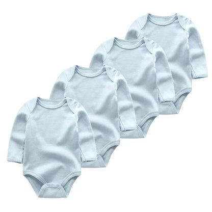 Baby Unisex Bodysuit 4-Pack | Long Sleeve Cotton Romper 0-12 Months