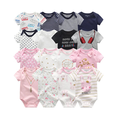 8-Piece Newborn Baby Romper Set | Short Sleeve 100% Cotton 0-12M