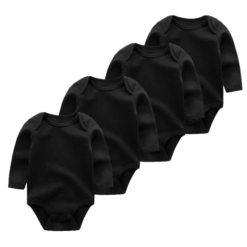 Baby Unisex Bodysuit 4-Pack | Long Sleeve Cotton Romper 0-12 Months