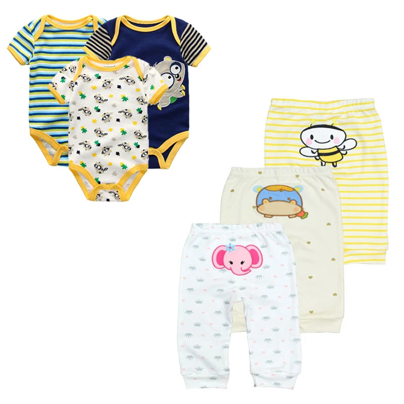 Baby 6-Piece Cartoon Outfit Set | Jumpsuit, Trousers & Tights 3-12 Months