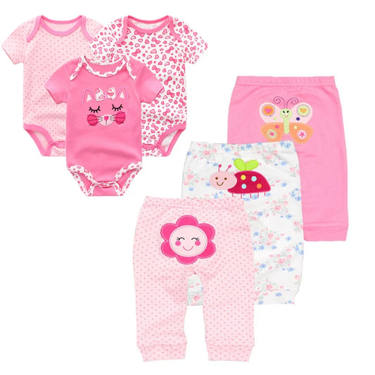 Baby 6-Piece Cartoon Outfit Set | Jumpsuit, Trousers & Tights 3-12 Months
