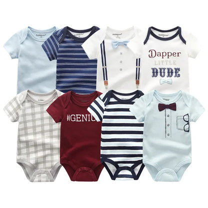 8-Piece Newborn Baby Romper Set | Short Sleeve 100% Cotton 0-12M