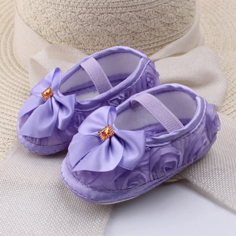 Baby Girl Bow Moccasin Soft Sole Crib Shoes | First Walker 0-18 Months