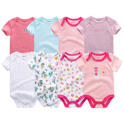 8-Piece Newborn Baby Romper Set | Short Sleeve 100% Cotton 0-12M