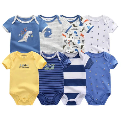 8-Piece Newborn Baby Romper Set | Short Sleeve 100% Cotton 0-12M