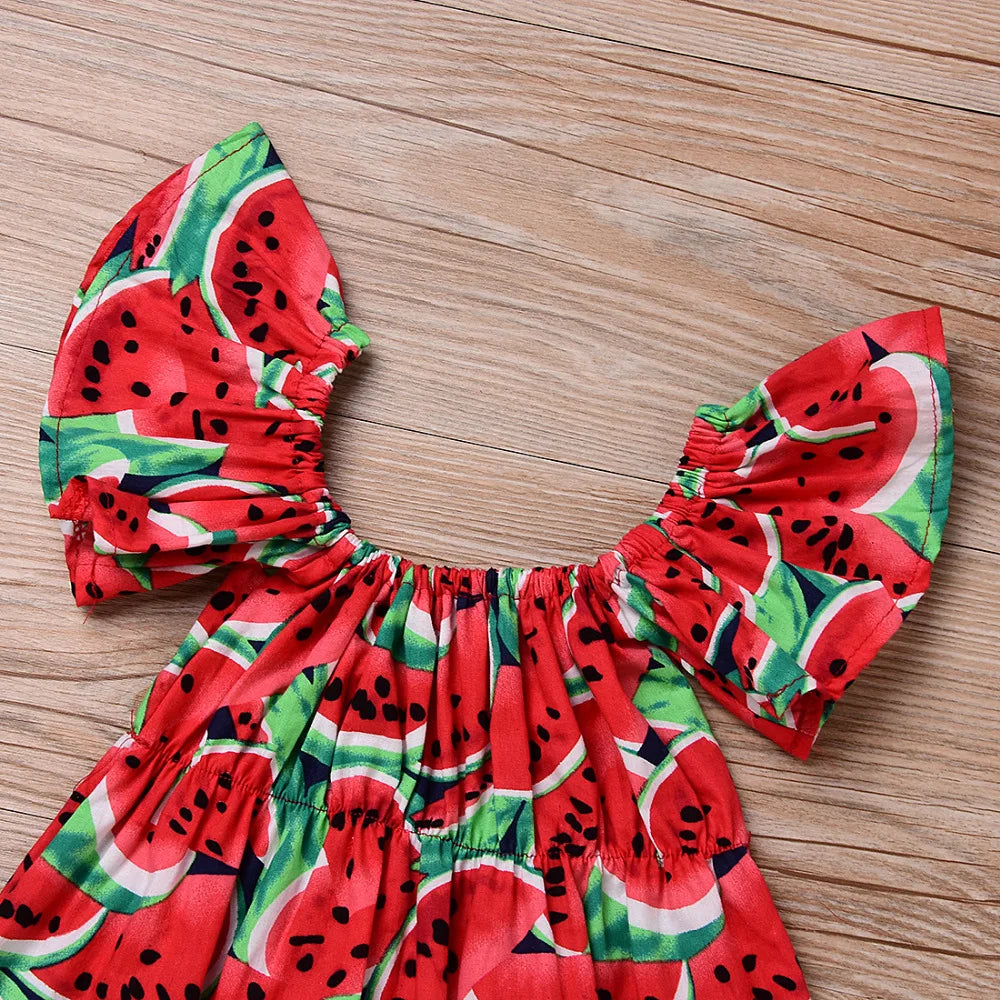 Baby Girl Watermelon Print Sleeveless Bodysuit | Summer Sunsuit Jumpsuit 0-24 Months