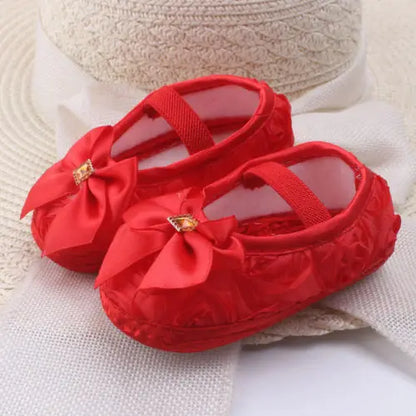 Baby Girl Bow Moccasin Soft Sole Crib Shoes | First Walker 0-18 Months
