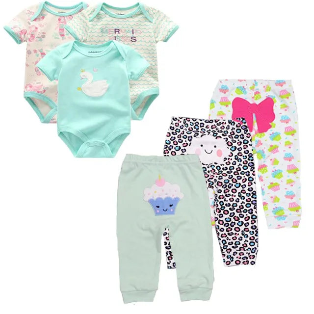 Baby 6-Piece Cartoon Outfit Set | Jumpsuit, Trousers & Tights 3-12 Months