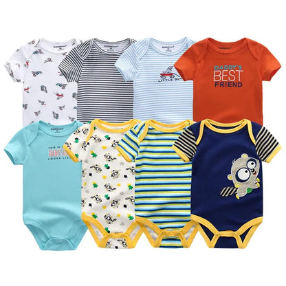8-Piece Newborn Baby Romper Set | Short Sleeve 100% Cotton 0-12M