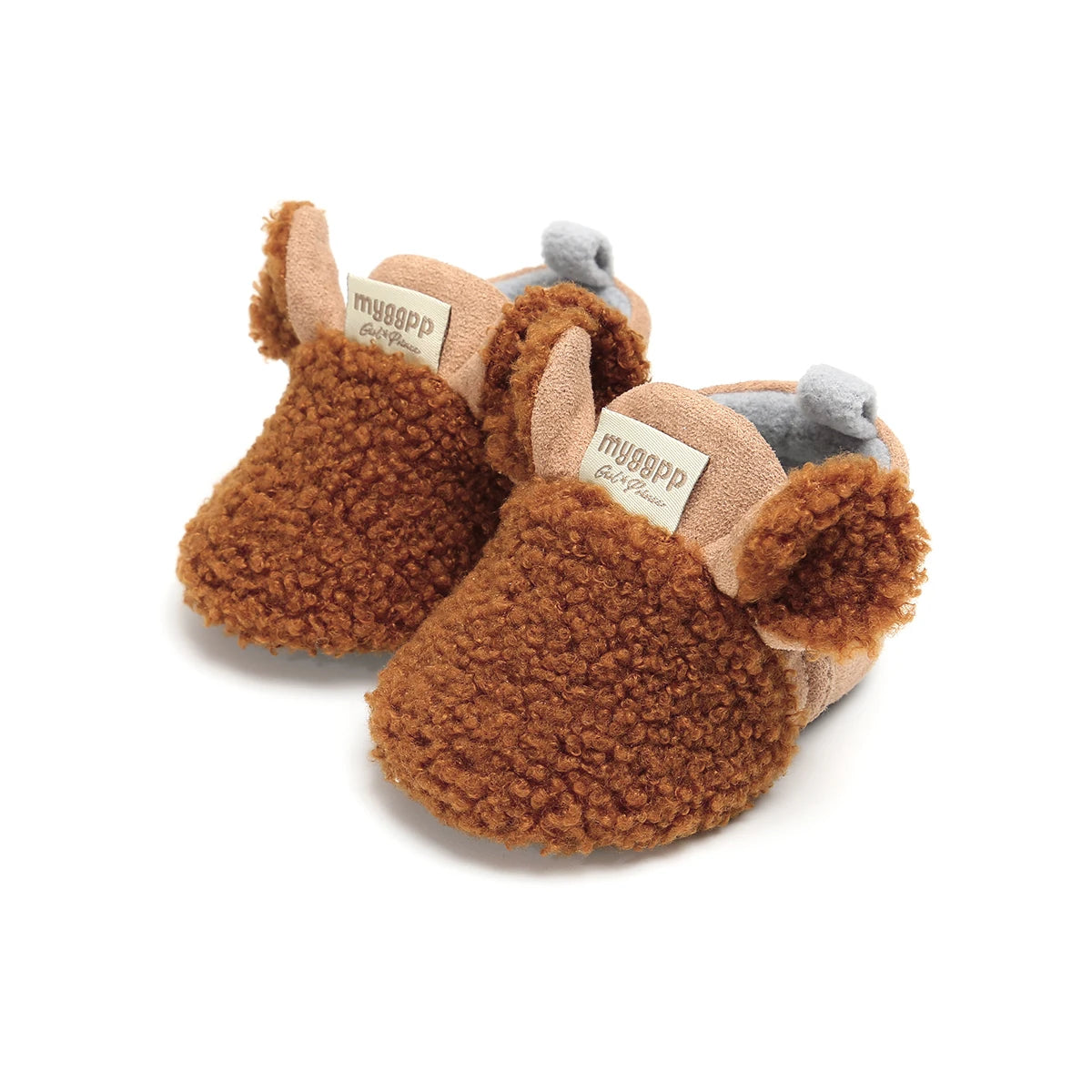 Baby Unisex Animal Ear Fur Slippers | Soft Sole First Walker Shoes 0-18 Months