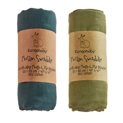 Baby Muslin Swaddle Blanket Set of 2 | 100% Cotton Newborn Wrap