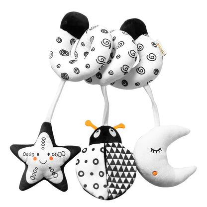Baby Spiral Plush Hanging Toy with Rattle & Squeaker