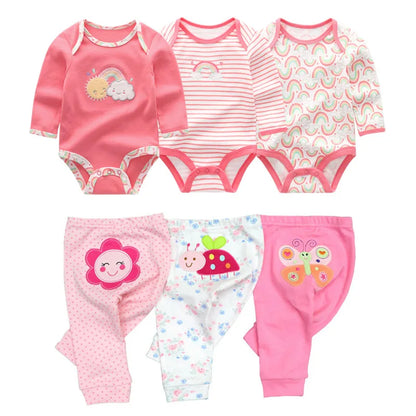 8-Piece Cotton Bodysuit & Pants Baby Set | Long Sleeve Cartoon Print 0-12M