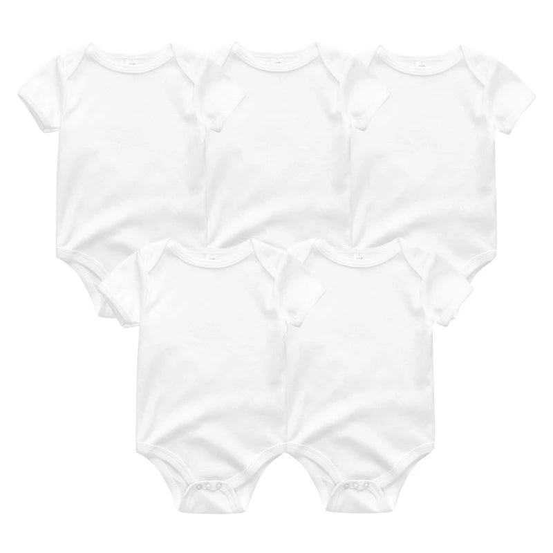 Baby Unisex Cotton Bodysuit 5-Pack | Short Sleeve Cartoon Print 0-12 Months