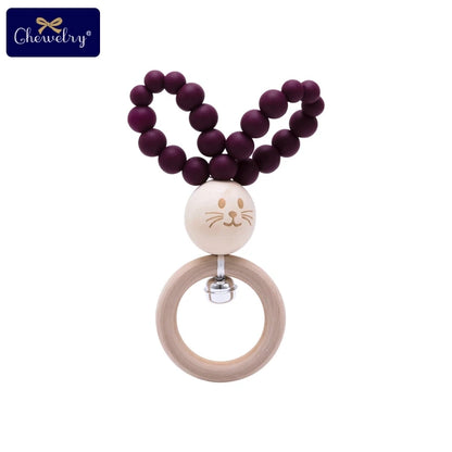 Silicone Baby Teether Bracelet with Wooden Ring — BPA Free