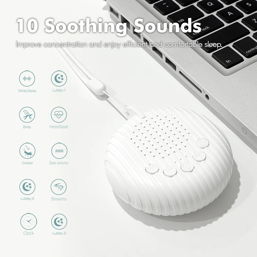 Baby White Noise Sleep Machine | 10 Soothing Sounds, USB Rechargeable, Volume Control