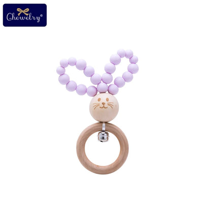 Silicone Baby Teether Bracelet with Wooden Ring — BPA Free