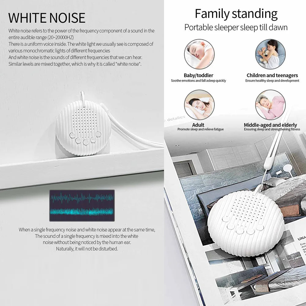 Baby White Noise Sleep Machine | 10 Soothing Sounds, USB Rechargeable, Volume Control