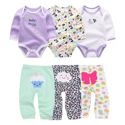 8-Piece Cotton Bodysuit & Pants Baby Set | Long Sleeve Cartoon Print 0-12M