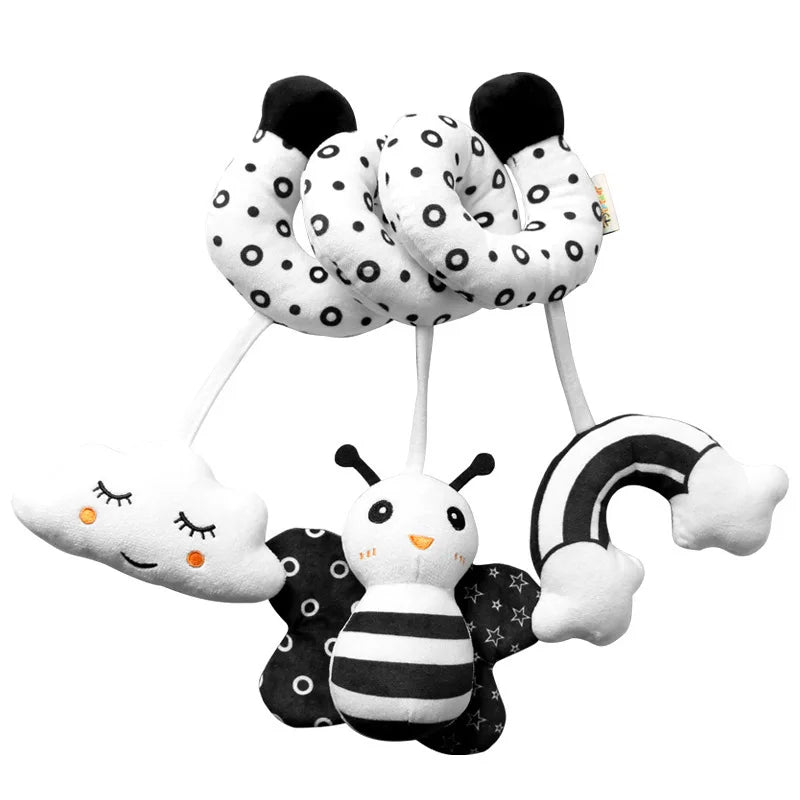 Baby Spiral Plush Hanging Toy with Rattle & Squeaker