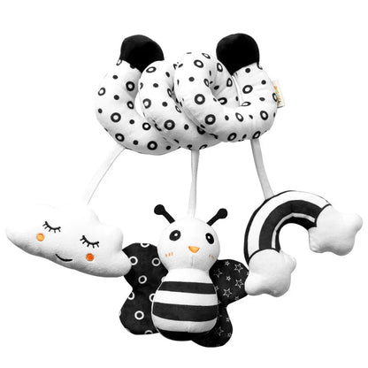 Baby Spiral Plush Hanging Toy with Rattle & Squeaker