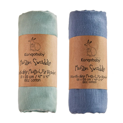 Baby Muslin Swaddle Blanket Set of 2 | 100% Cotton Newborn Wrap