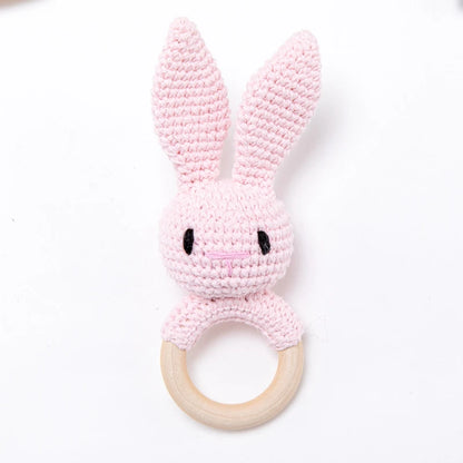 Crochet Amigurumi Bunny Baby Rattle — Handknit Newborn Toy
