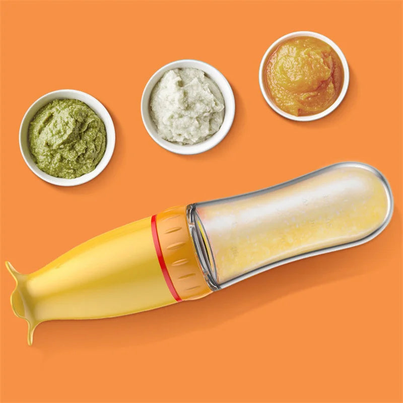 Silicone Baby Squeeze Feeding Bottle with Spoon | Rice Cereal & Food Supplement Feeder