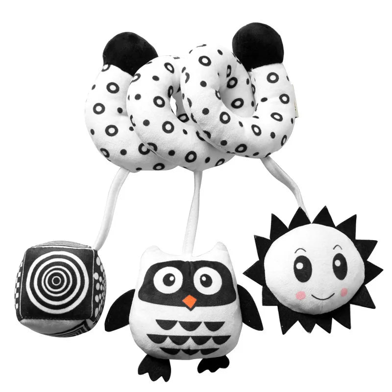 Baby Spiral Plush Hanging Toy with Rattle & Squeaker