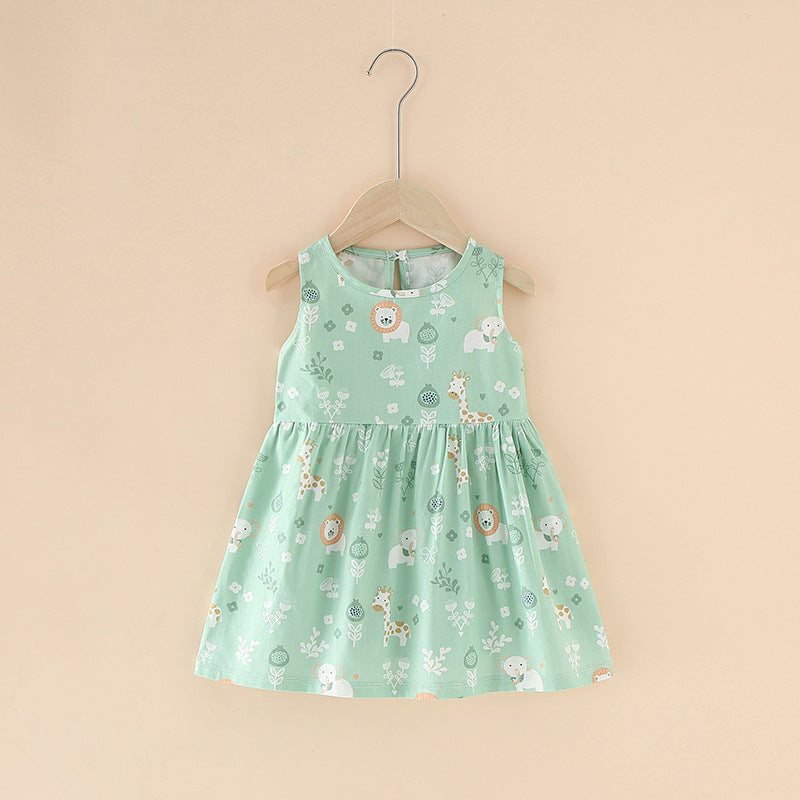Girls Cotton Flower Dress | Sleeveless Princess Party Dress