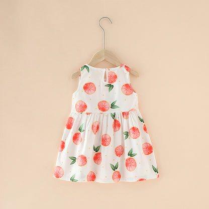 Girls Cotton Flower Dress | Sleeveless Princess Party Dress