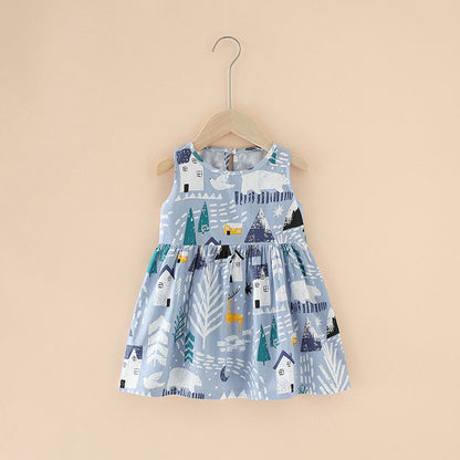 Girls Cotton Flower Dress | Sleeveless Princess Party Dress