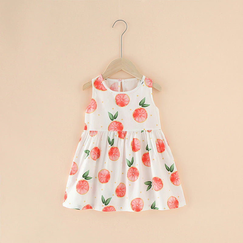 Girls Cotton Flower Dress | Sleeveless Princess Party Dress