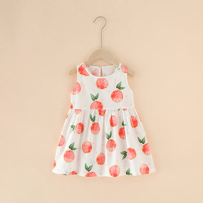 Girls Cotton Flower Dress | Sleeveless Princess Party Dress