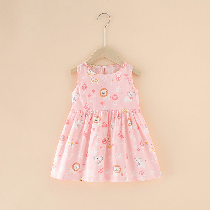 Girls Cotton Flower Dress | Sleeveless Princess Party Dress