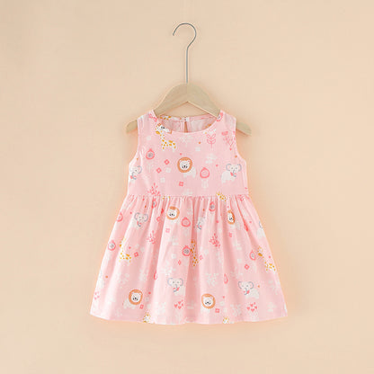 Girls Cotton Flower Dress | Sleeveless Princess Party Dress