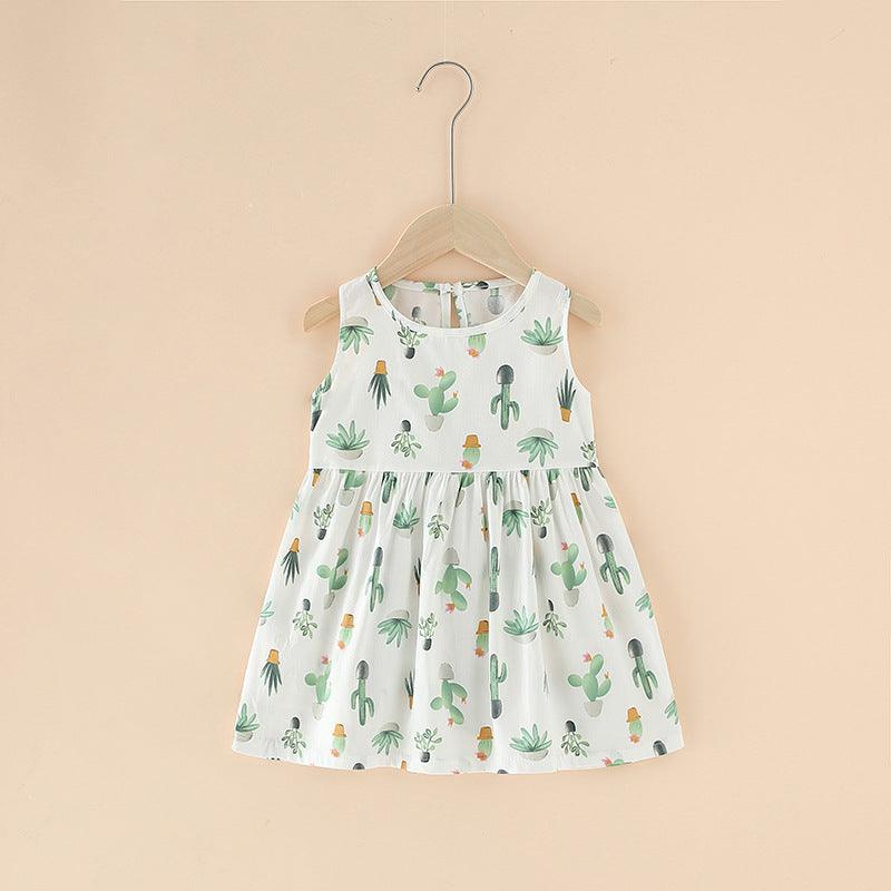 Girls Cotton Flower Dress | Sleeveless Princess Party Dress