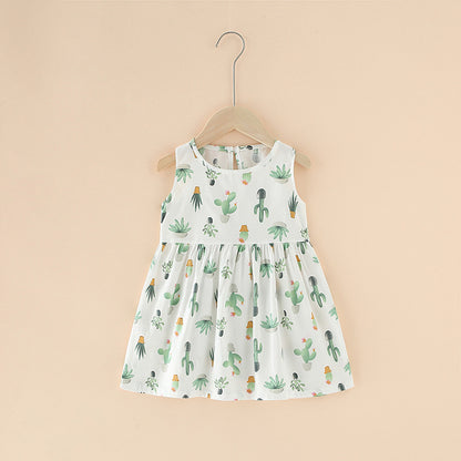 Girls Cotton Flower Dress | Sleeveless Princess Party Dress