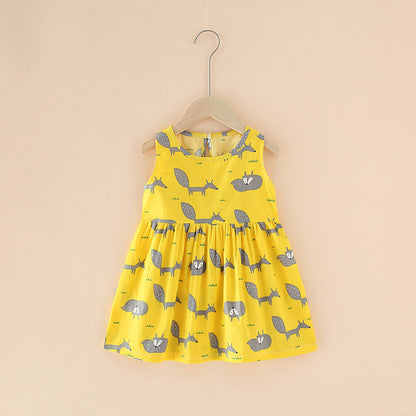 Girls Cotton Flower Dress | Sleeveless Princess Party Dress