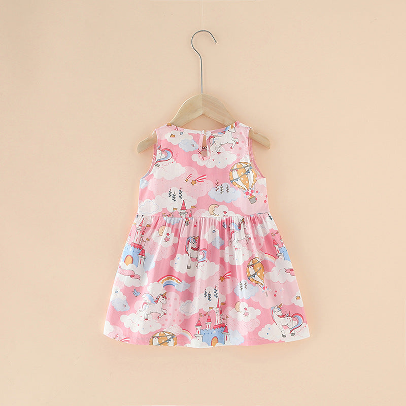 Girls Cotton Flower Dress | Sleeveless Princess Party Dress