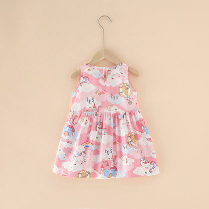 Girls Cotton Flower Dress | Sleeveless Princess Party Dress