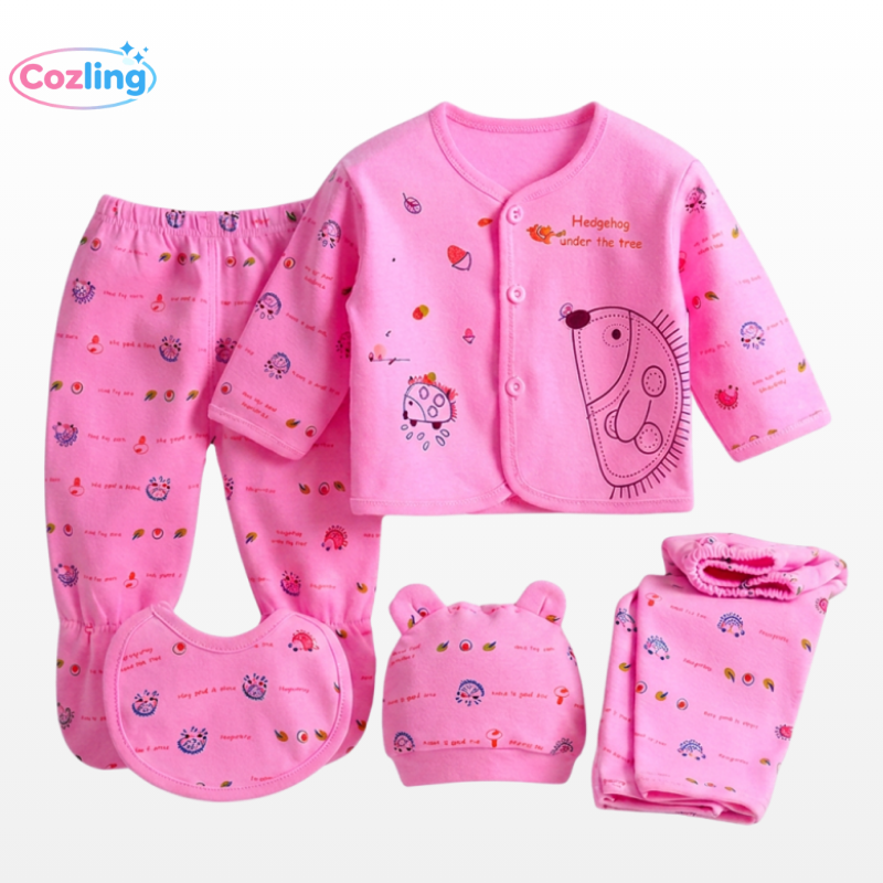 5-Piece Newborn Baby Clothing Gift Set | Cotton Tops & Underwear 0-3 Months