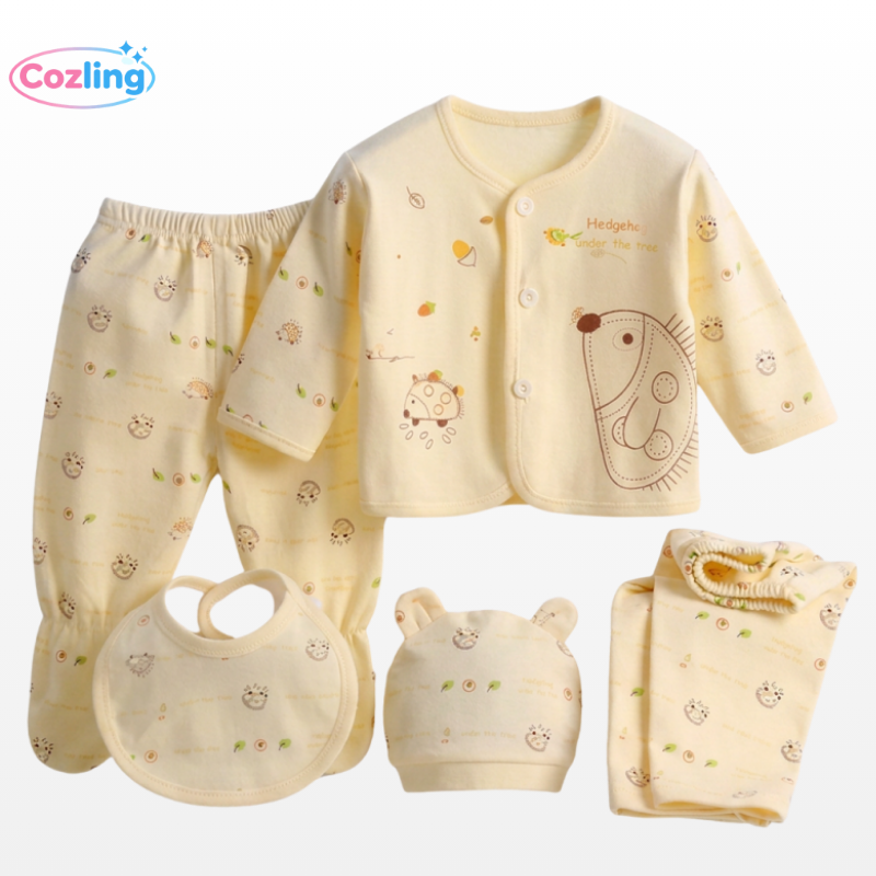 5-Piece Newborn Baby Clothing Gift Set | Cotton Tops & Underwear 0-3 Months
