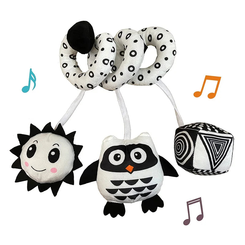 Baby Spiral Plush Hanging Toy with Rattle & Squeaker