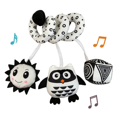 Baby Spiral Plush Hanging Toy with Rattle & Squeaker
