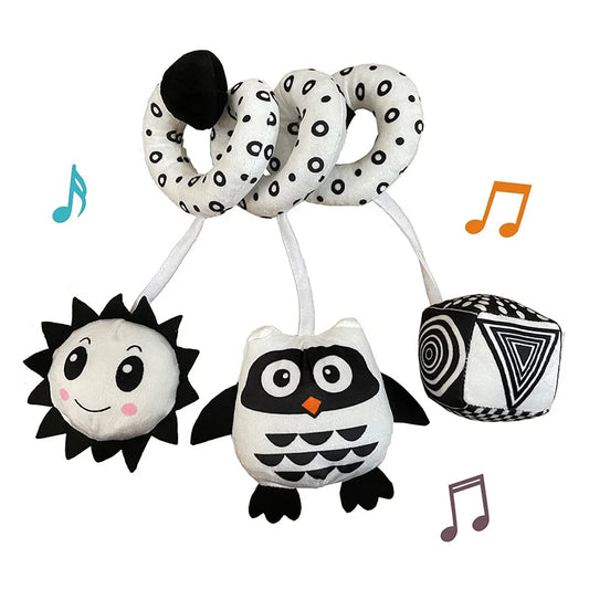 Baby Spiral Plush Hanging Toy with Rattle & Squeaker